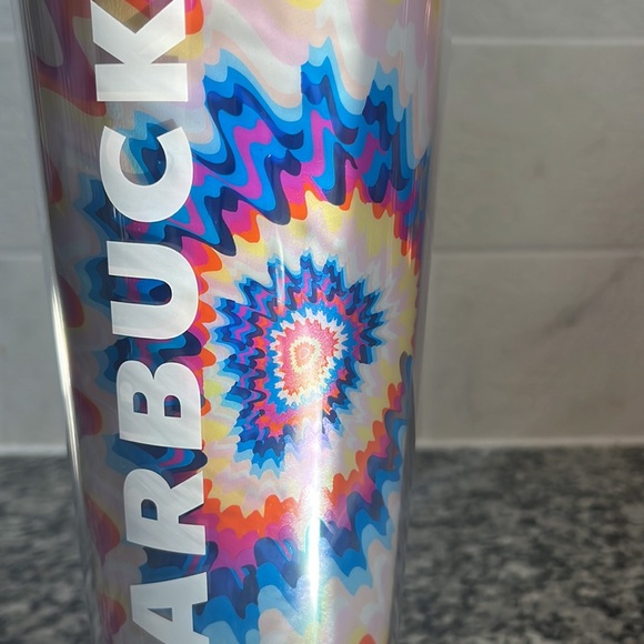NWT Starbucks Tie Dye Tumbler Venti Cold Drink Blue 24oz - Picture 6 of 8